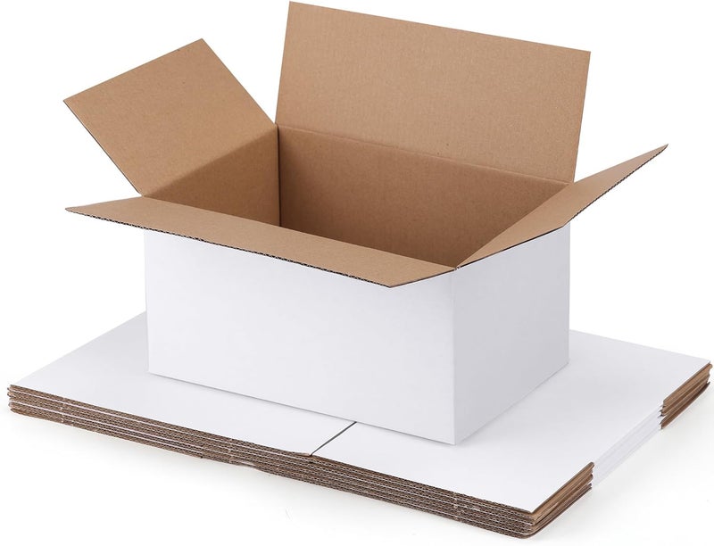 SPEPLA Shipping Boxes 9x6x4 Set of 6, White Corrugated Cardboard Box for Mailing Business Packaging - Image 1